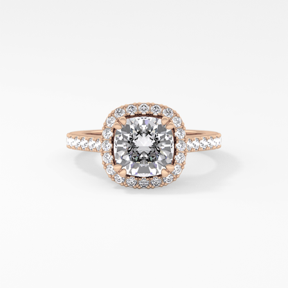 Cushion Halo & Pave Lab Grown Diamond Engagement Ring