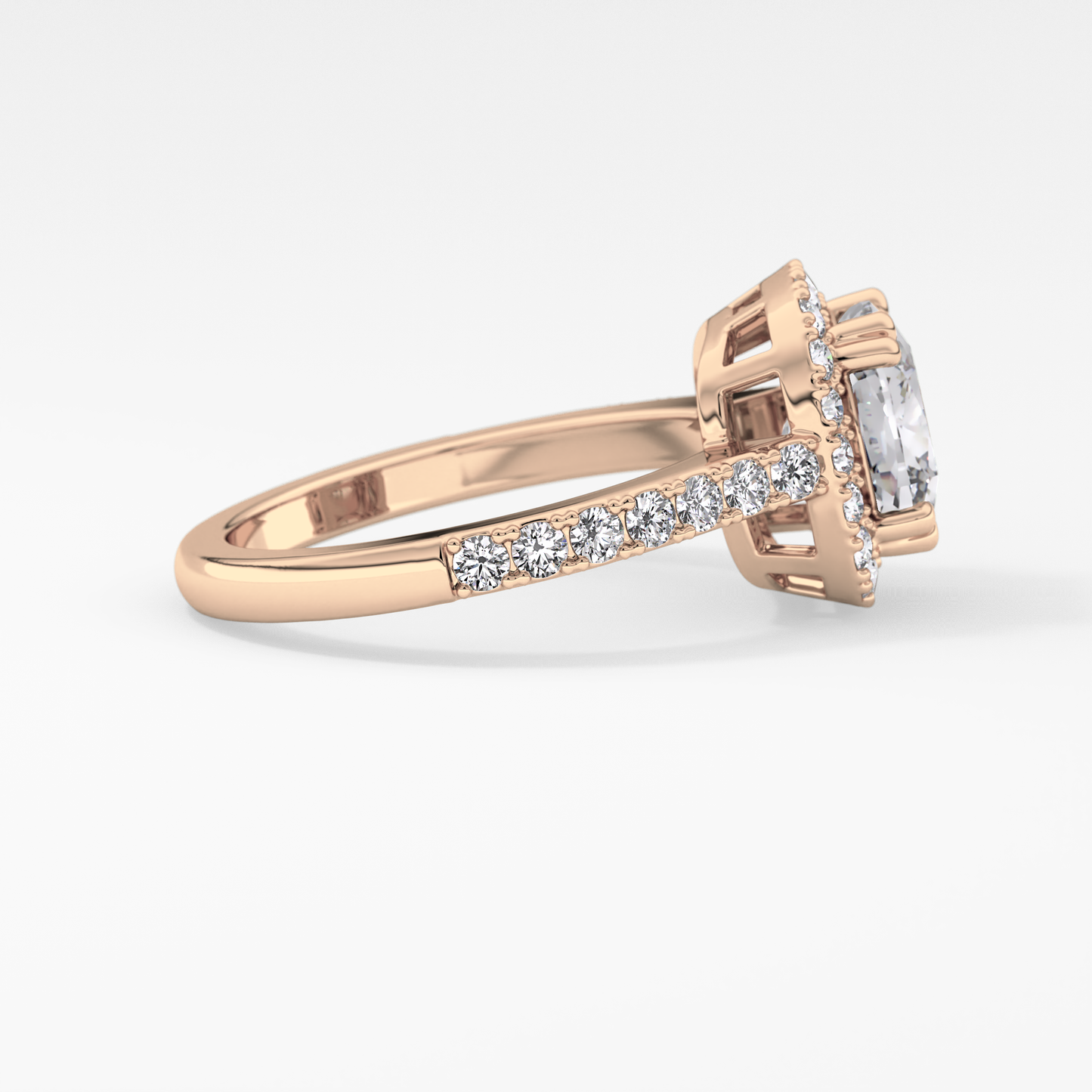 Cushion Halo & Pave Lab Grown Diamond Engagement Ring
