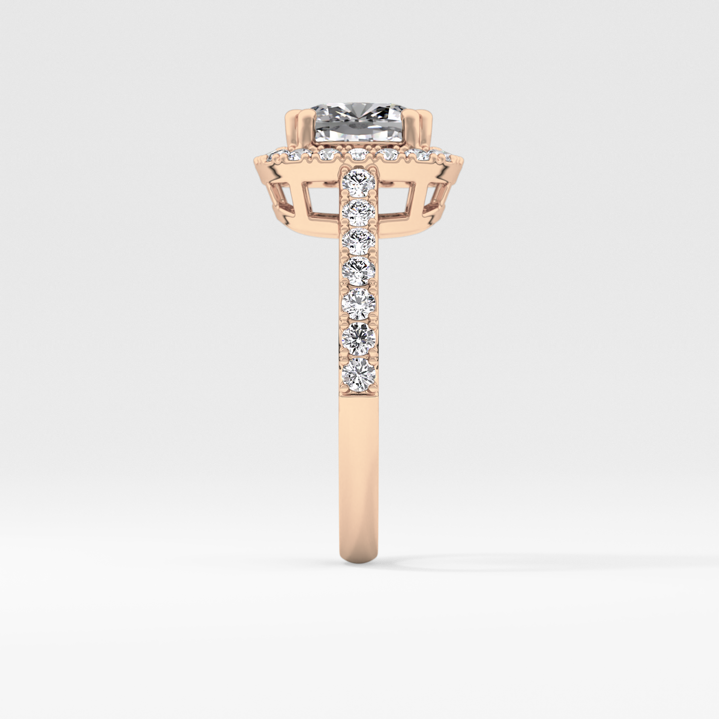 Cushion Halo & Pave Lab Grown Diamond Engagement Ring