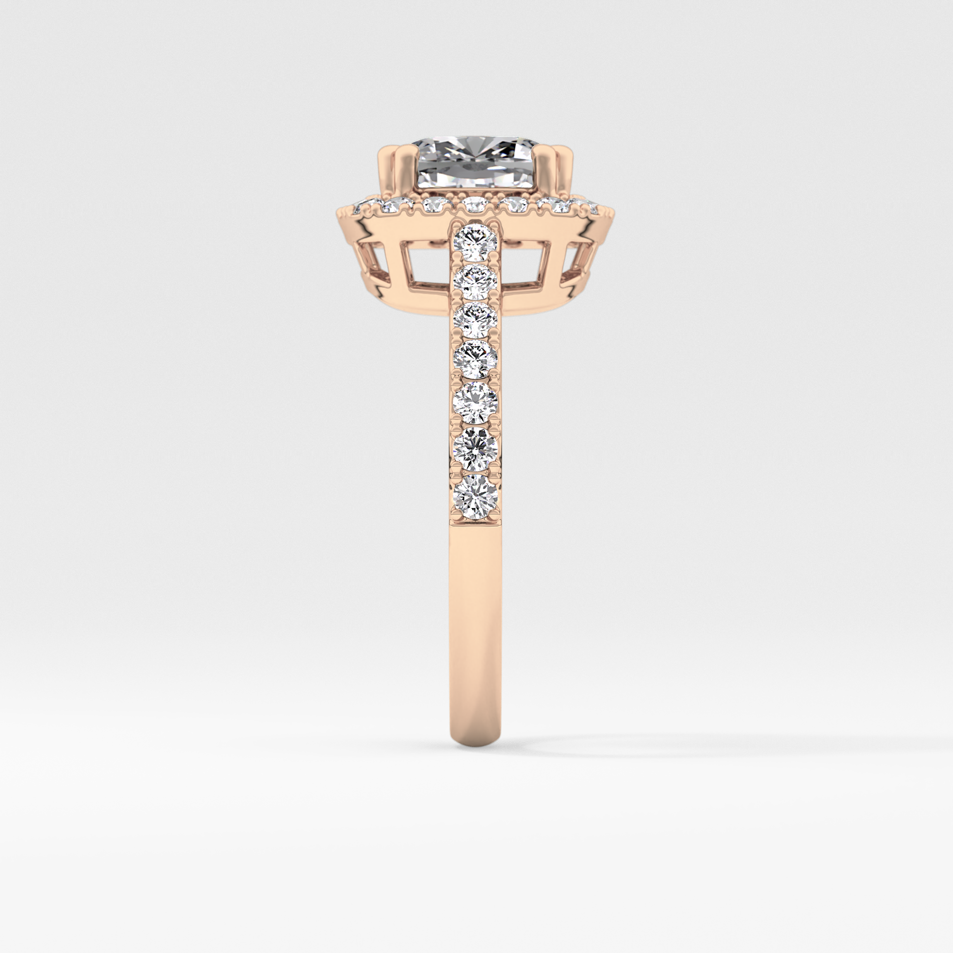 Cushion Halo & Pave Lab Grown Diamond Engagement Ring