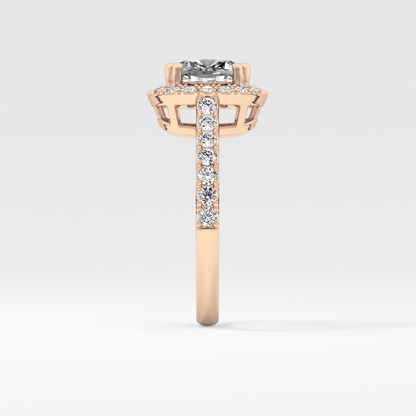 Cushion Halo & Pave Lab Grown Diamond Engagement Ring