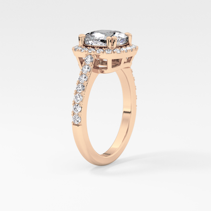 Cushion Halo & Pave Lab Grown Diamond Engagement Ring