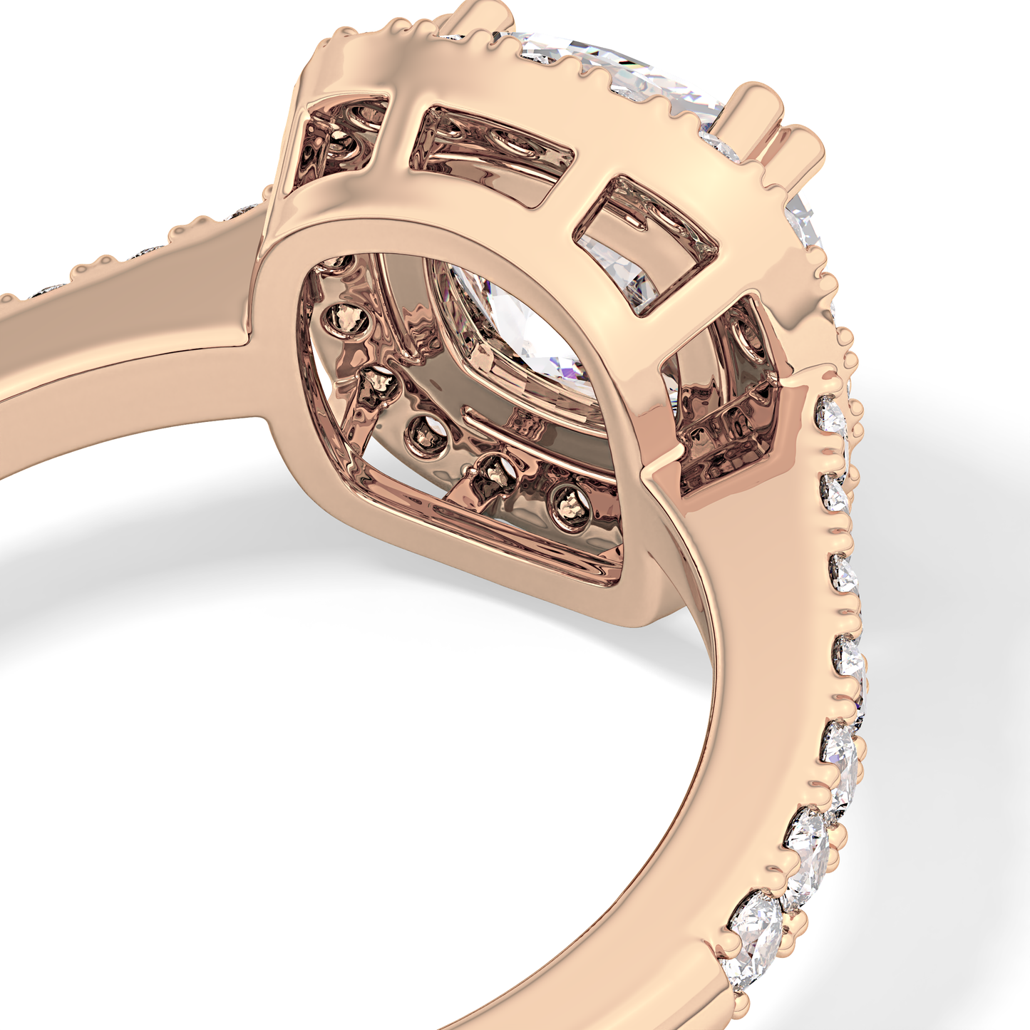 Cushion Halo & Pave Lab Grown Diamond Engagement Ring
