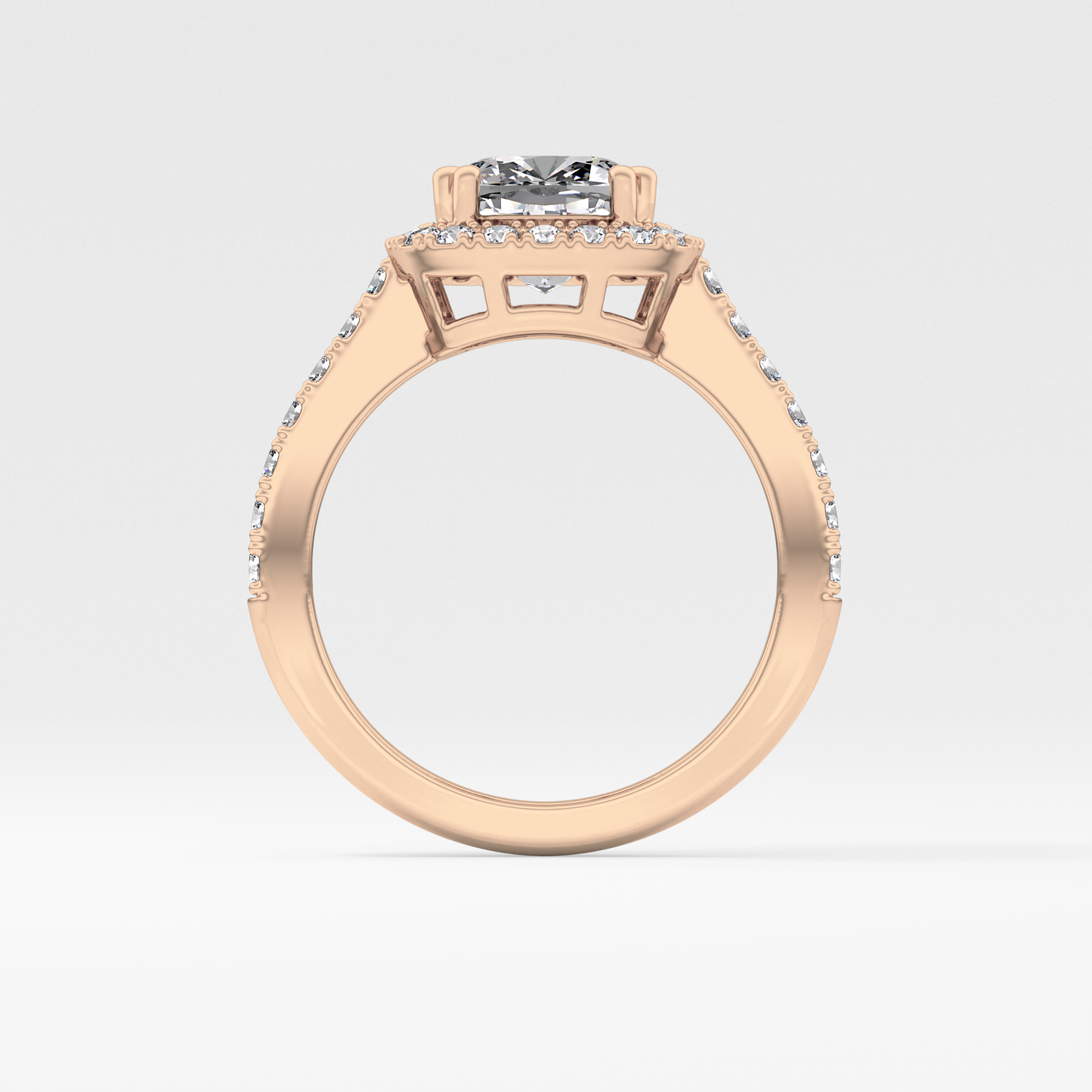 Cushion Halo & Pave Lab Grown Diamond Engagement Ring