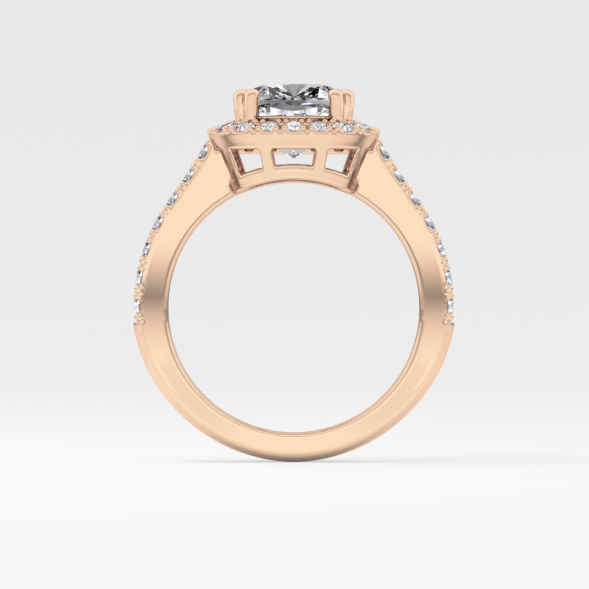 Cushion Halo & Pave Lab Grown Diamond Engagement Ring