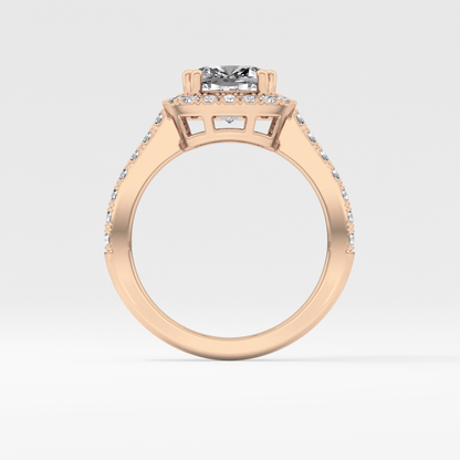 Cushion Halo & Pave Lab Grown Diamond Engagement Ring