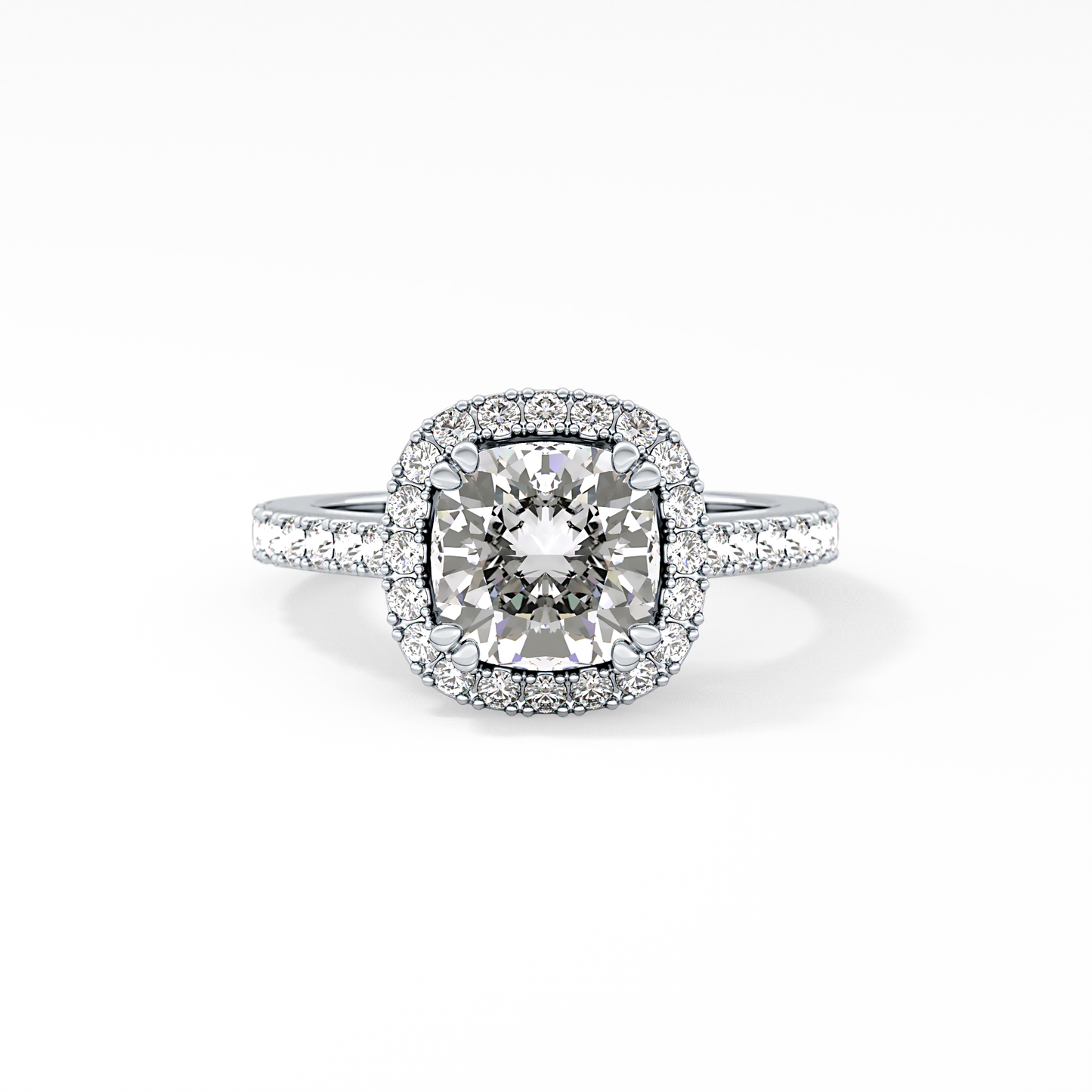 Cushion Halo & Pave Lab Grown Diamond Engagement Ring