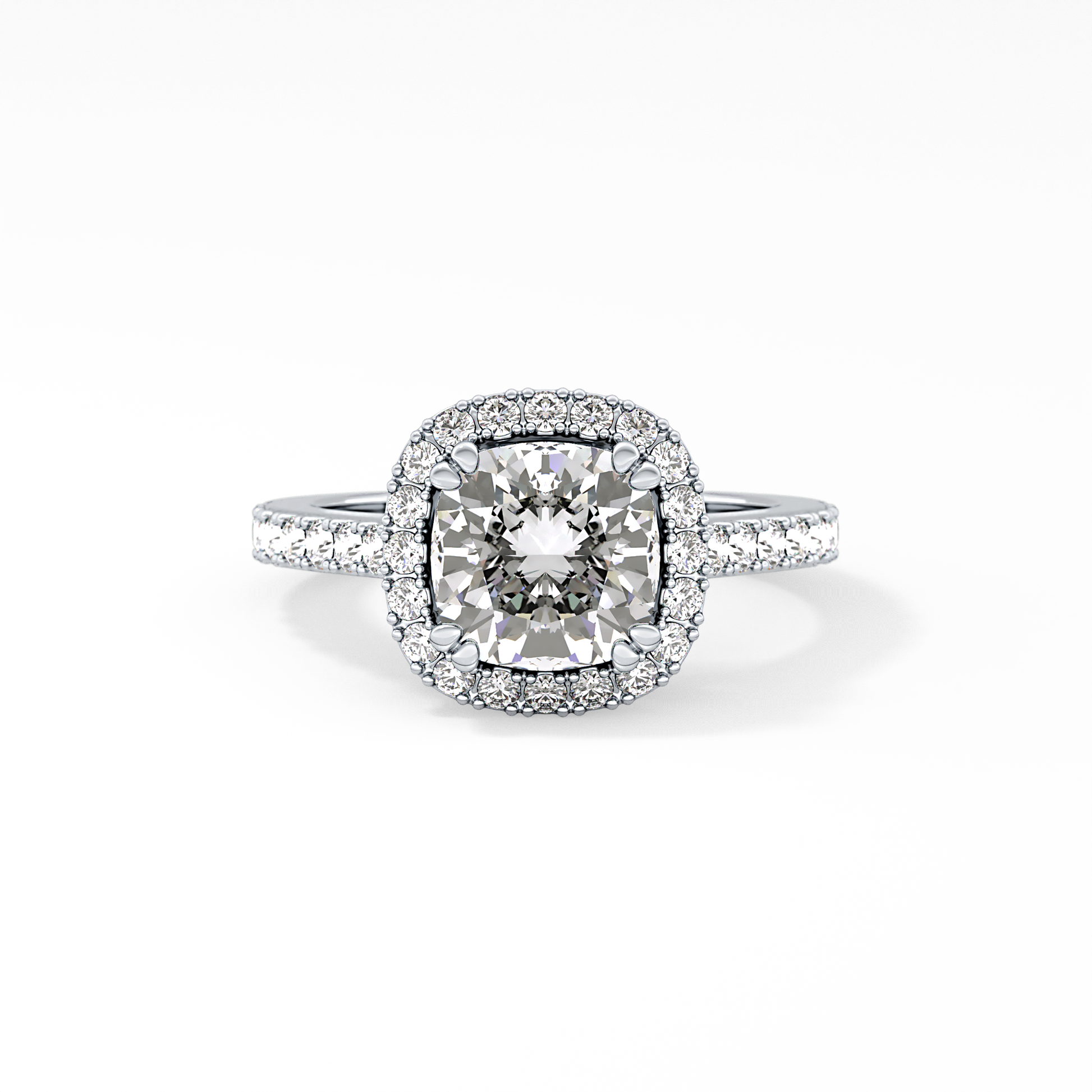 Cushion Halo & Pave Lab Grown Diamond Engagement Ring
