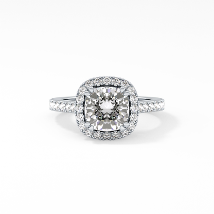 Cushion Halo & Pave Lab Grown Diamond Engagement Ring