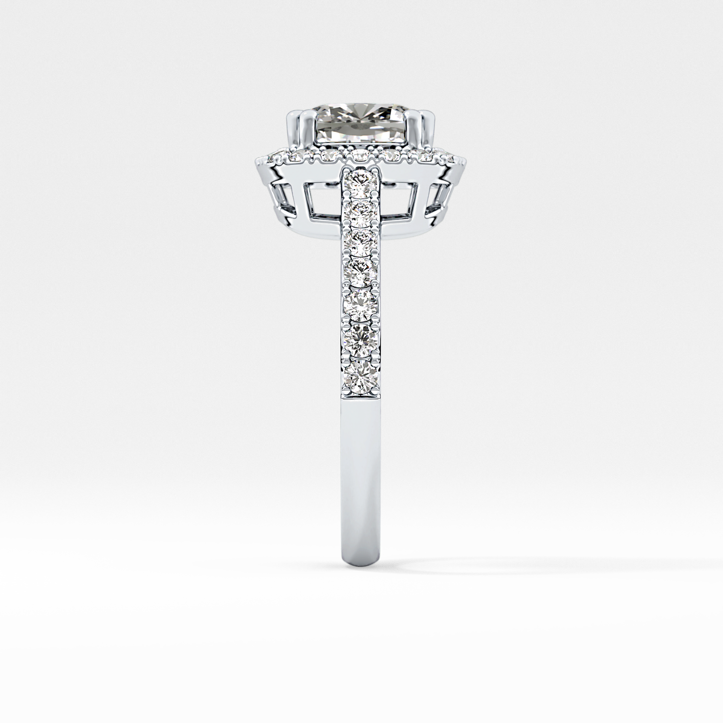 Cushion Halo & Pave Lab Grown Diamond Engagement Ring
