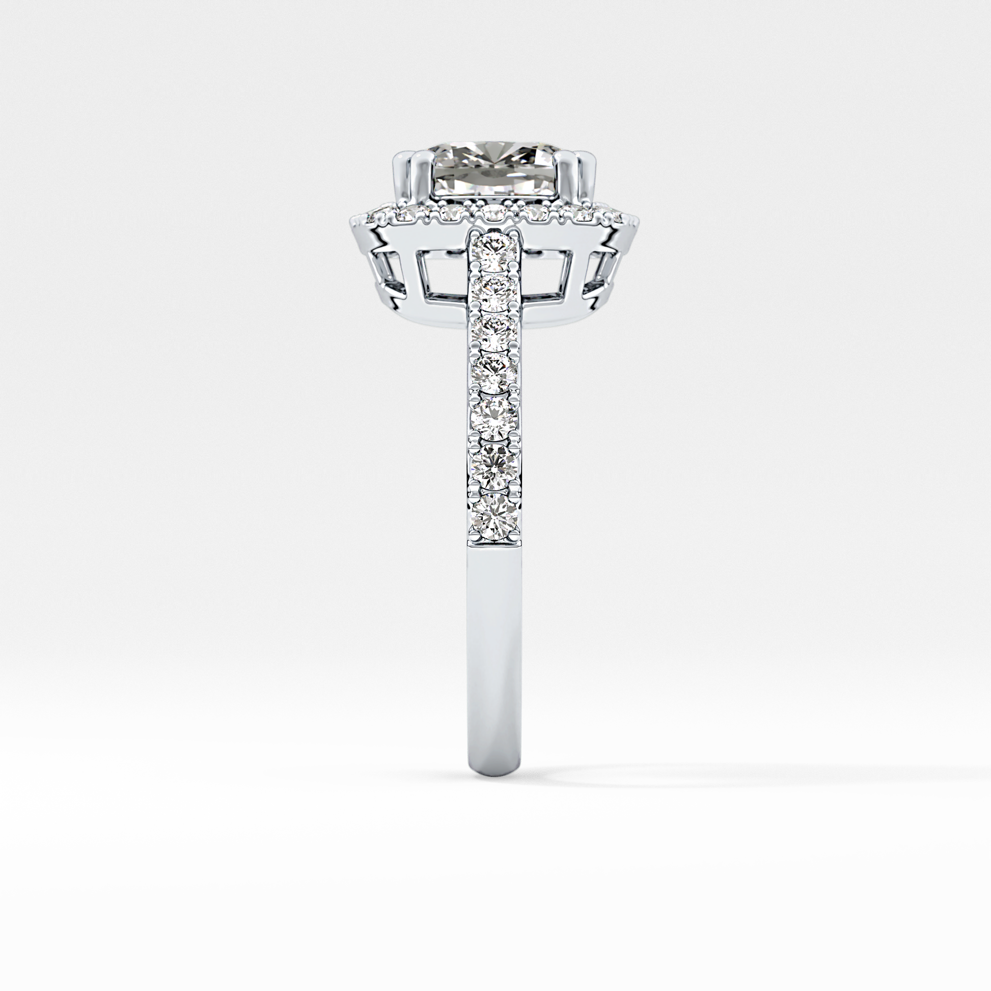 Cushion Halo & Pave Lab Grown Diamond Engagement Ring