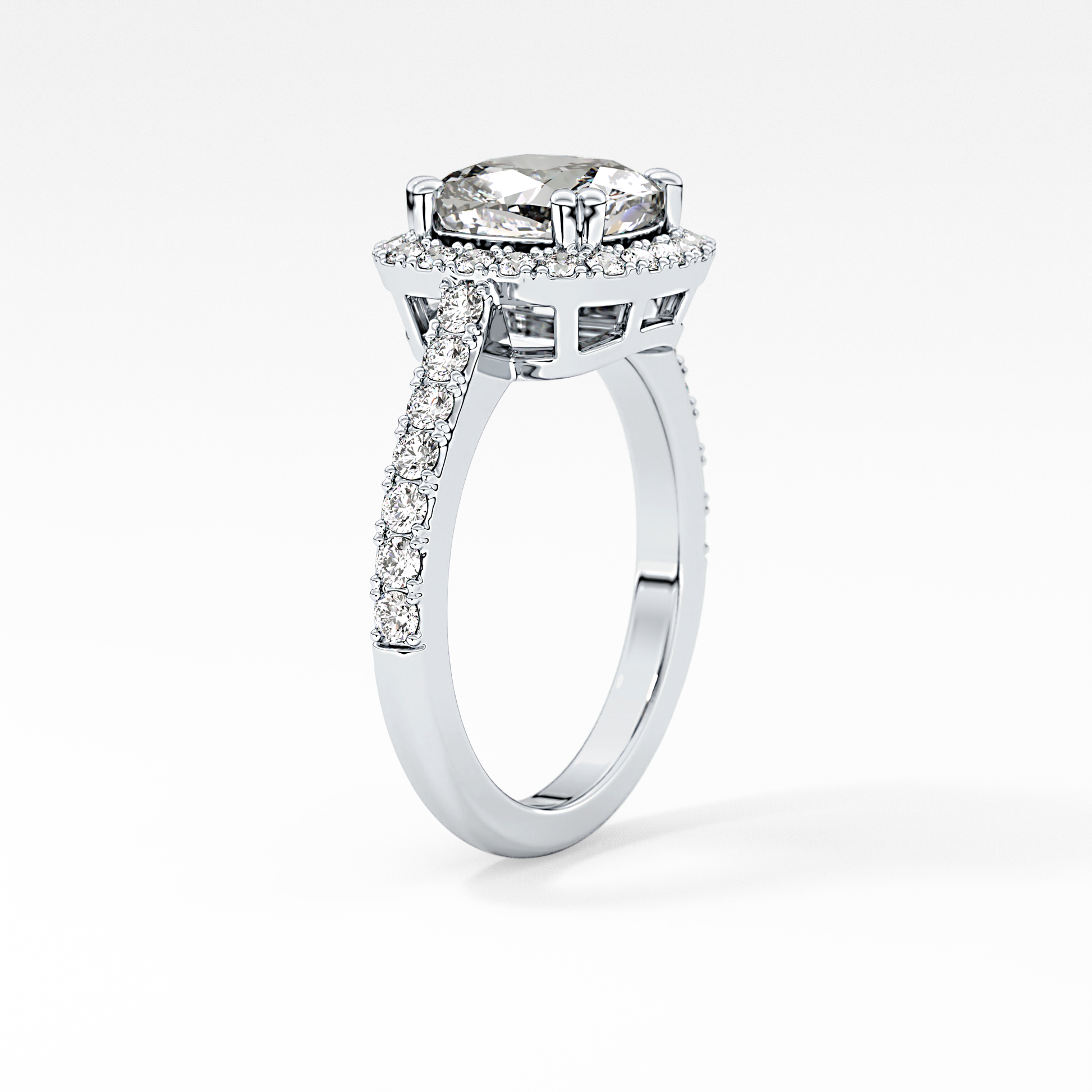 Cushion Halo & Pave Lab Grown Diamond Engagement Ring
