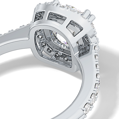 Cushion Halo & Pave Lab Grown Diamond Engagement Ring