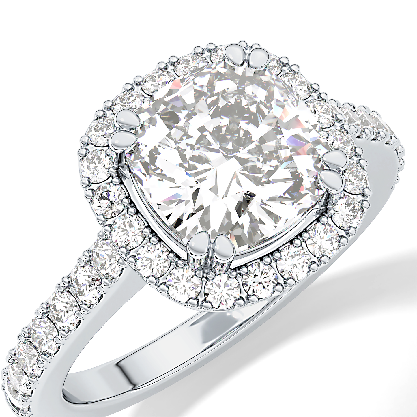 Cushion Halo & Pave Lab Grown Diamond Engagement Ring