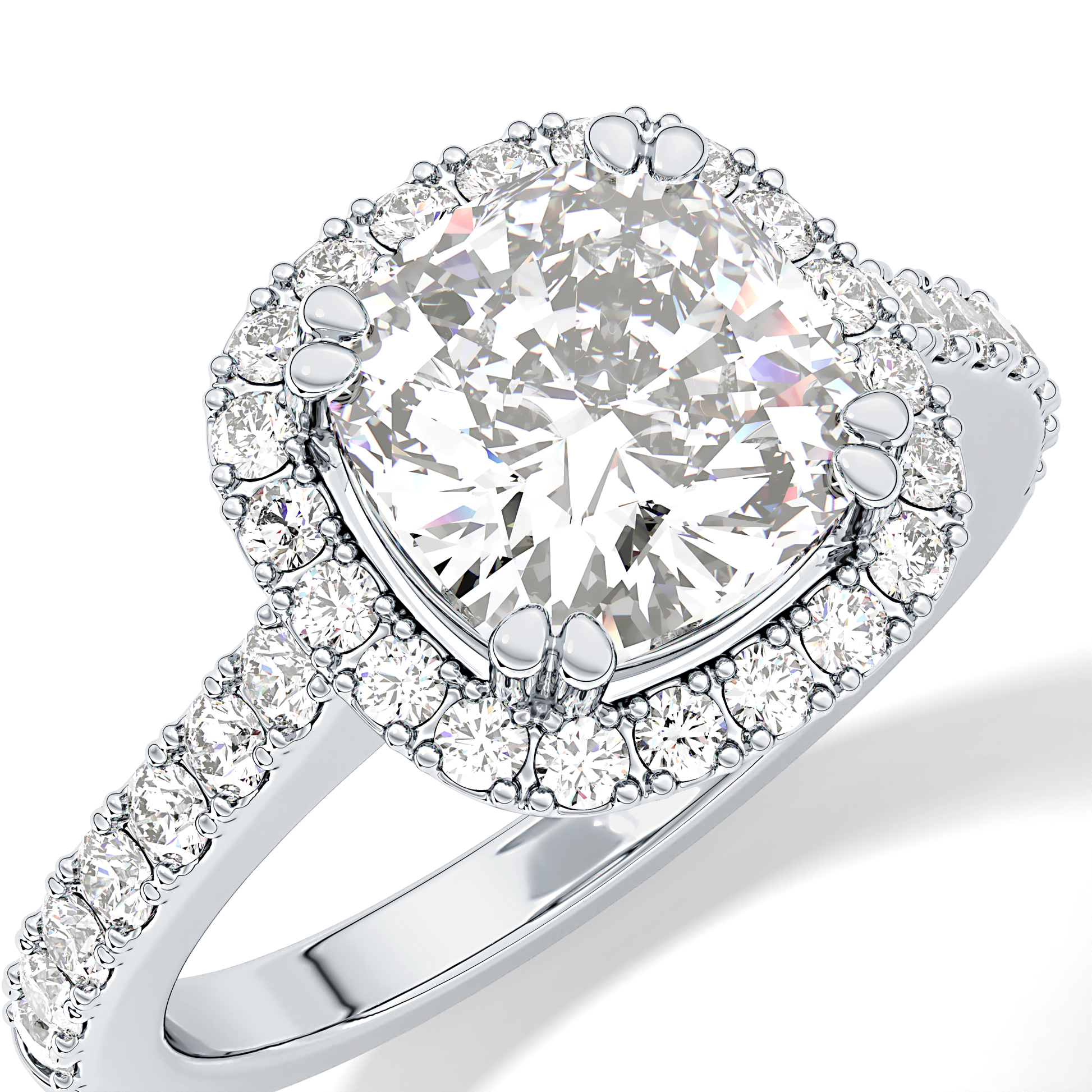 Cushion Halo & Pave Lab Grown Diamond Engagement Ring