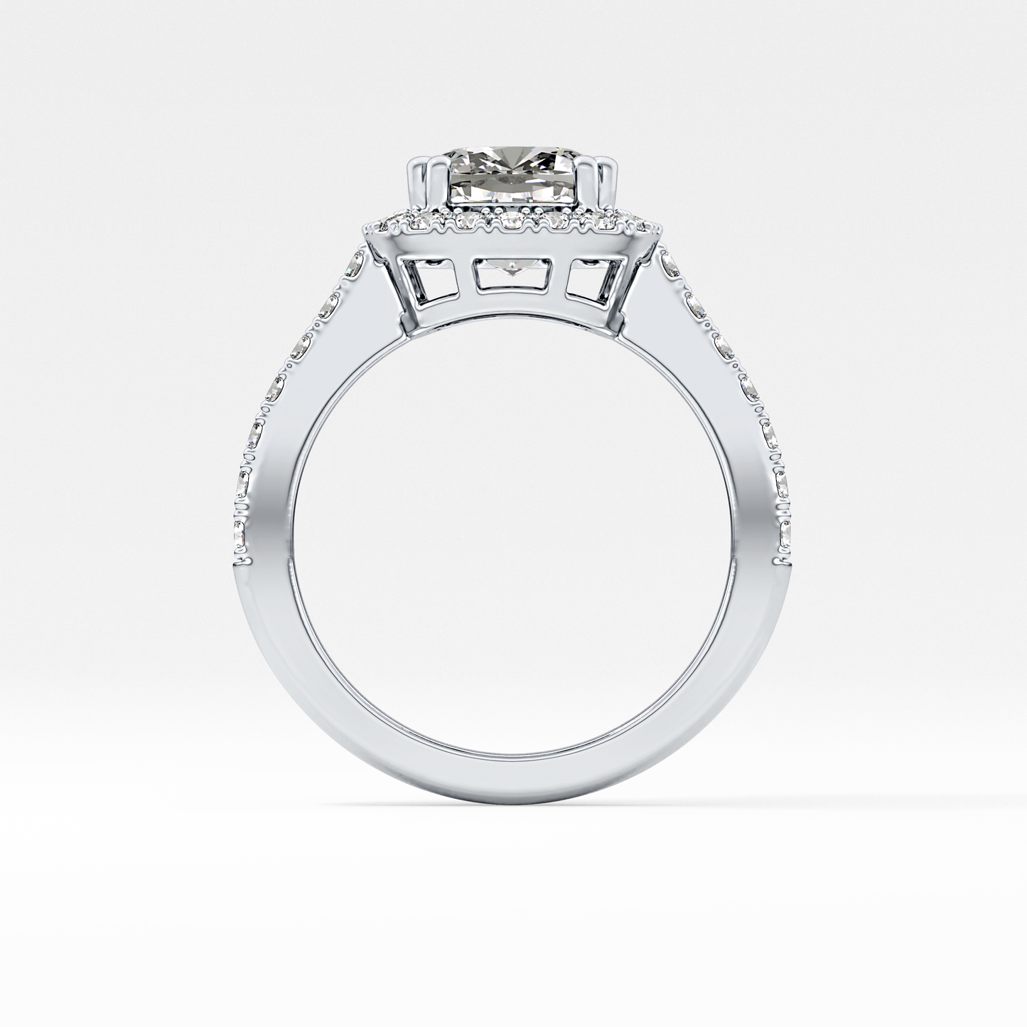 Cushion Halo & Pave Lab Grown Diamond Engagement Ring