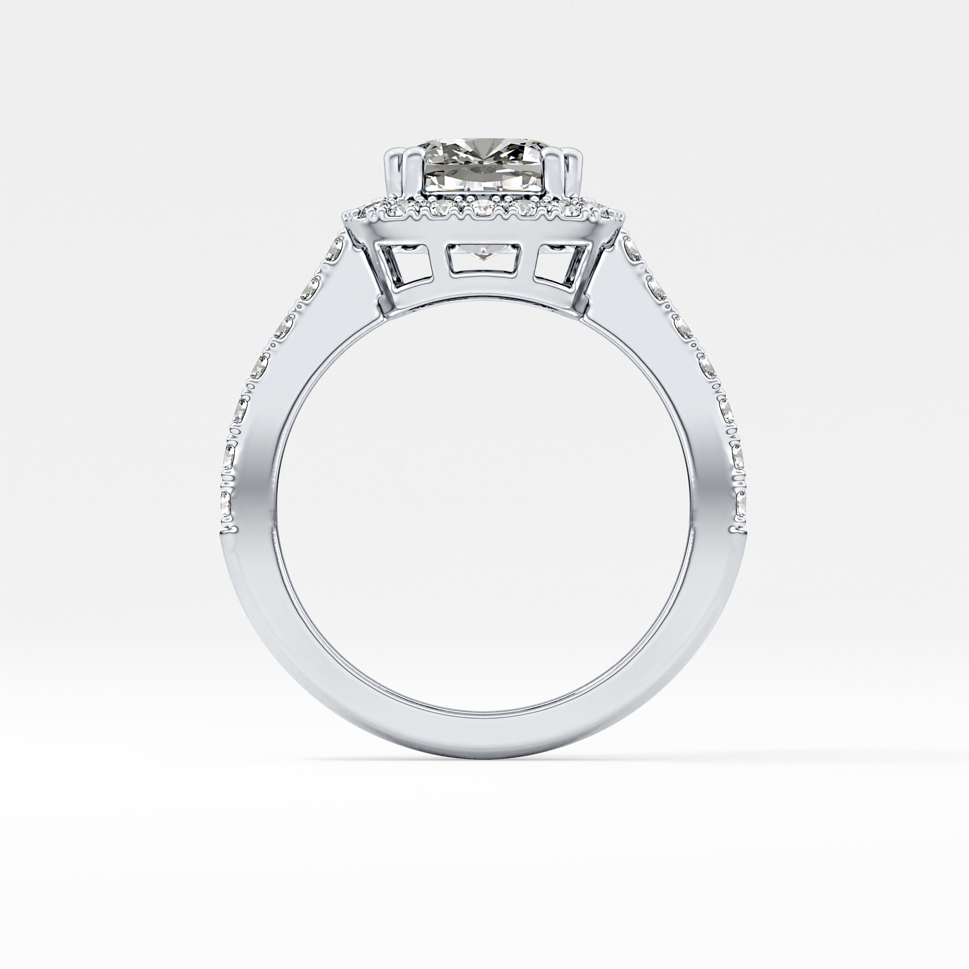 Cushion Halo & Pave Lab Grown Diamond Engagement Ring