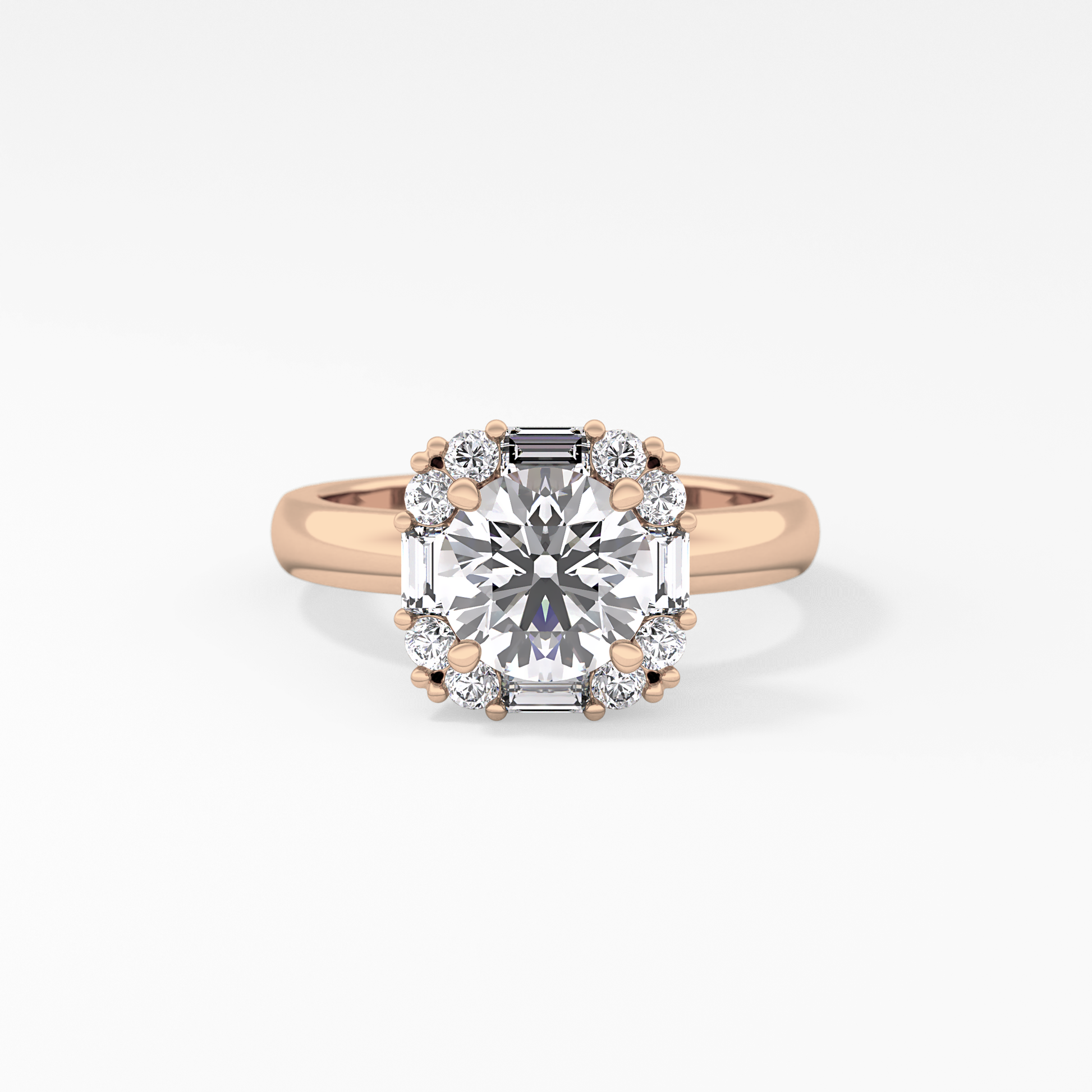 Round Cluster Lab Grown Diamond Engagement Ring