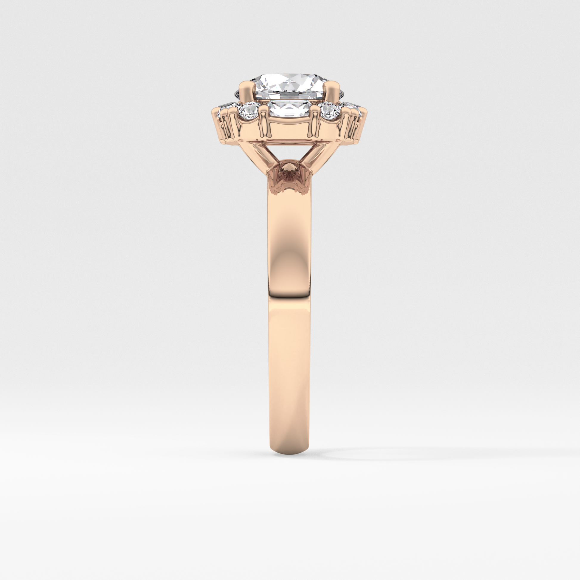 Round Cluster Lab Grown Diamond Engagement Ring