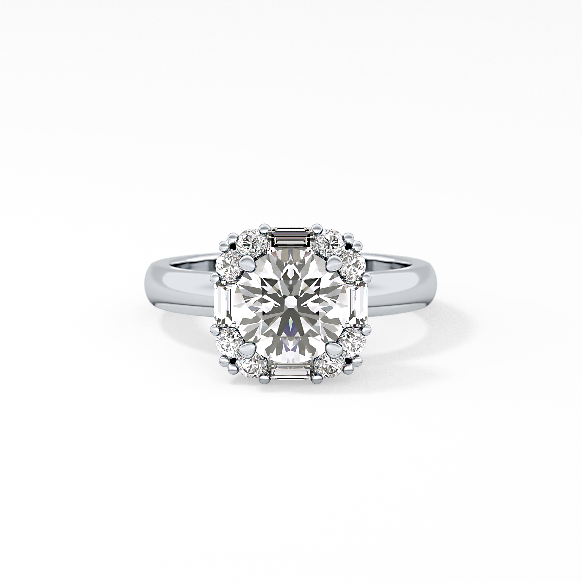 Round Cluster Lab Grown Diamond Engagement Ring
