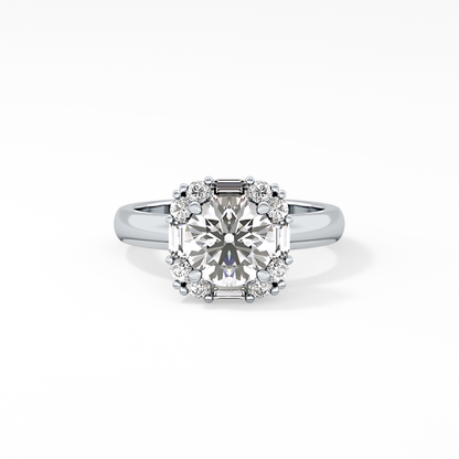 Round Cluster Lab Grown Diamond Engagement Ring