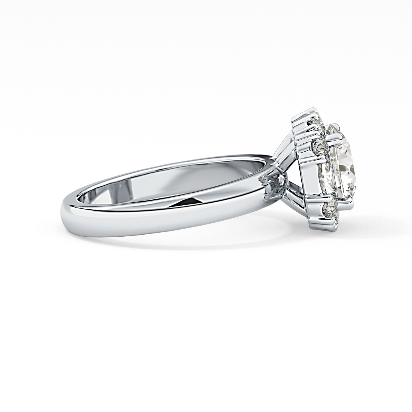 Round Cluster Lab Grown Diamond Engagement Ring