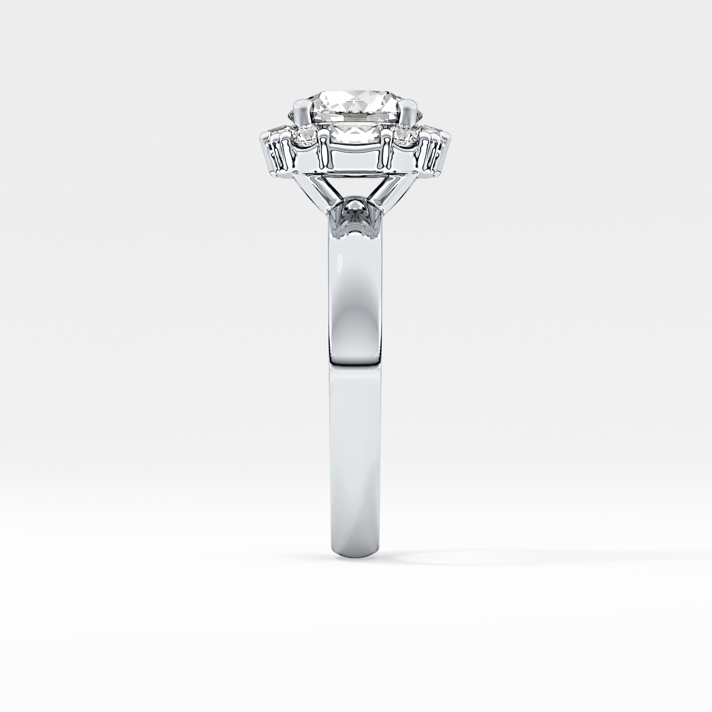 Round Cluster Lab Grown Diamond Engagement Ring