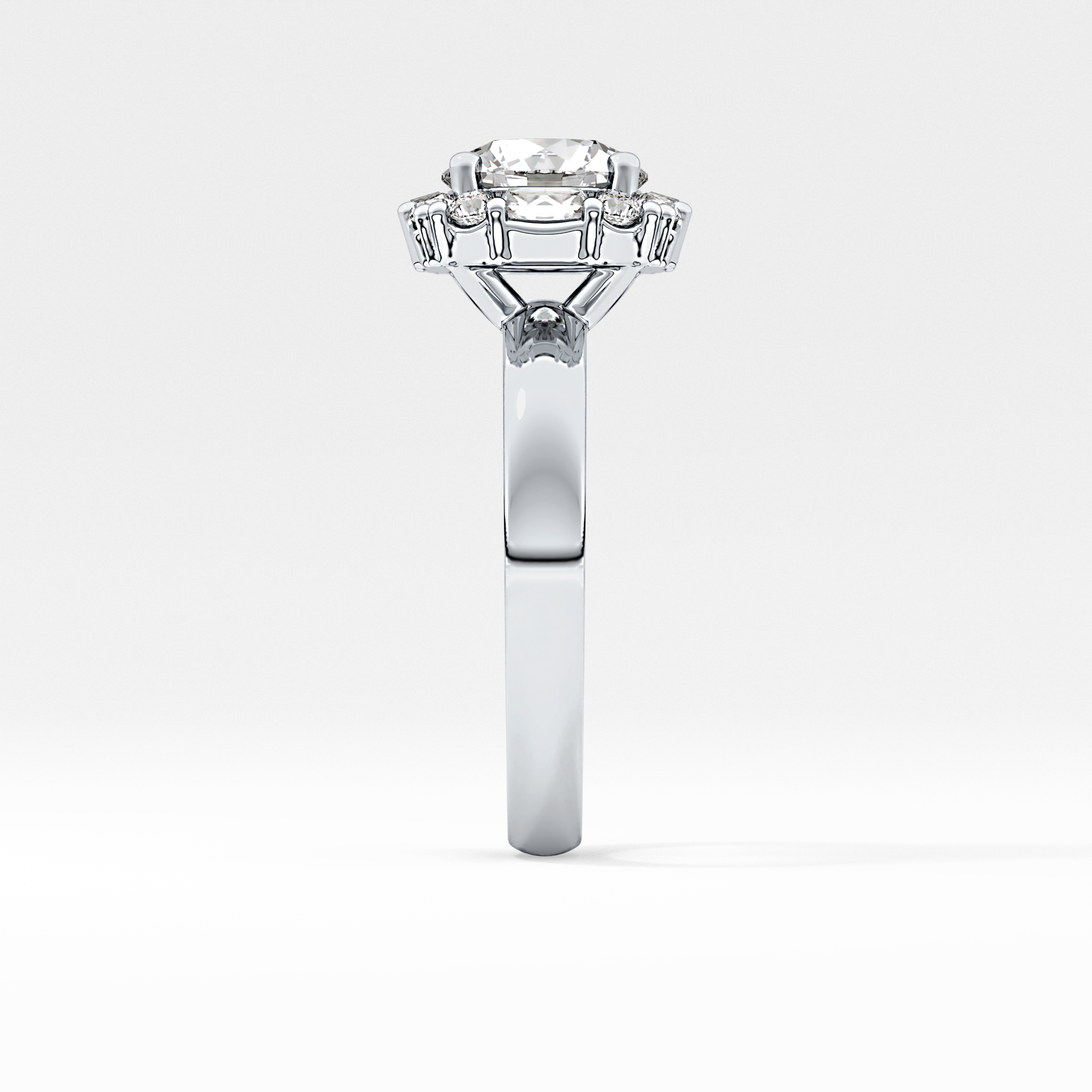 Round Cluster Lab Grown Diamond Engagement Ring