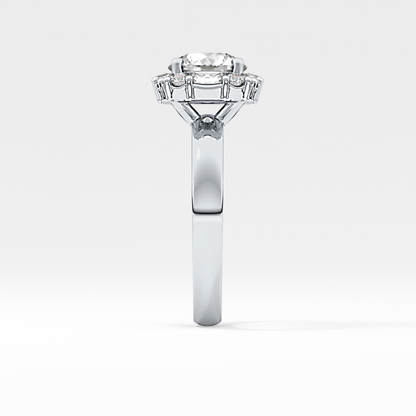 Round Cluster Lab Grown Diamond Engagement Ring