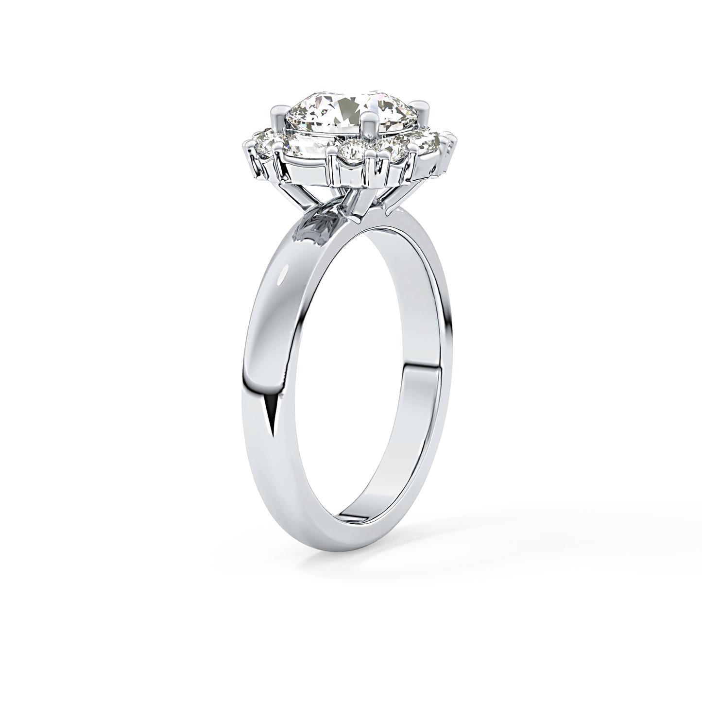 Round Cluster Lab Grown Diamond Engagement Ring