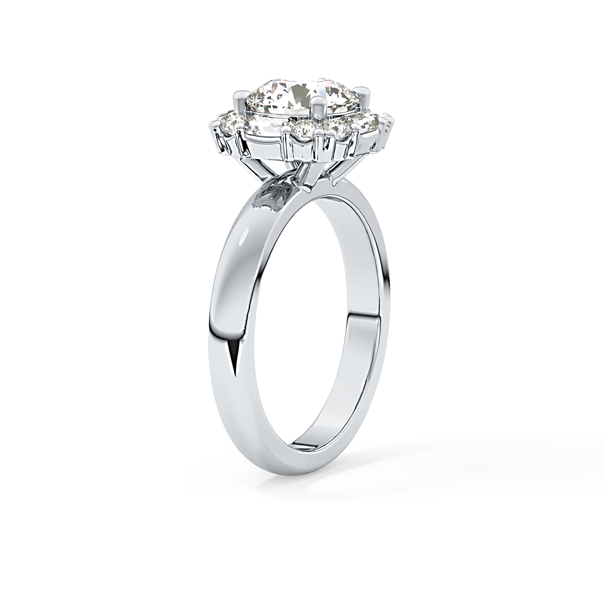 Round Cluster Lab Grown Diamond Engagement Ring