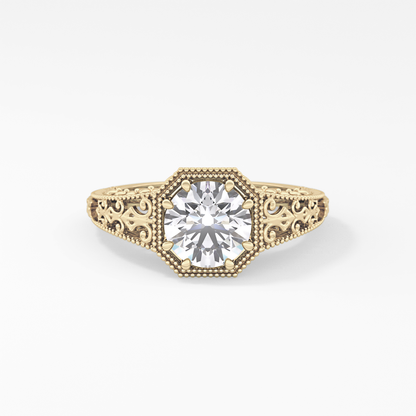 Princess Vintage Art Deco Lab Grown Diamond Engagement Ring