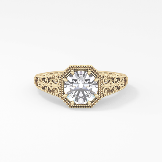 Princess Vintage Art Deco Lab Grown Diamond Engagement Ring