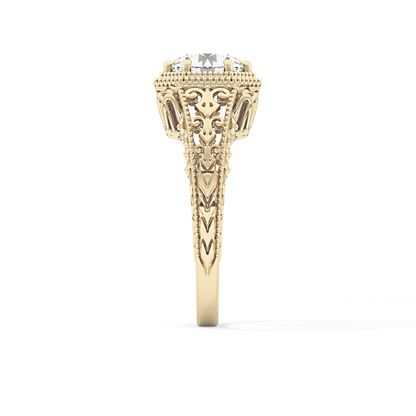 Princess Vintage Art Deco Lab Grown Diamond Engagement Ring