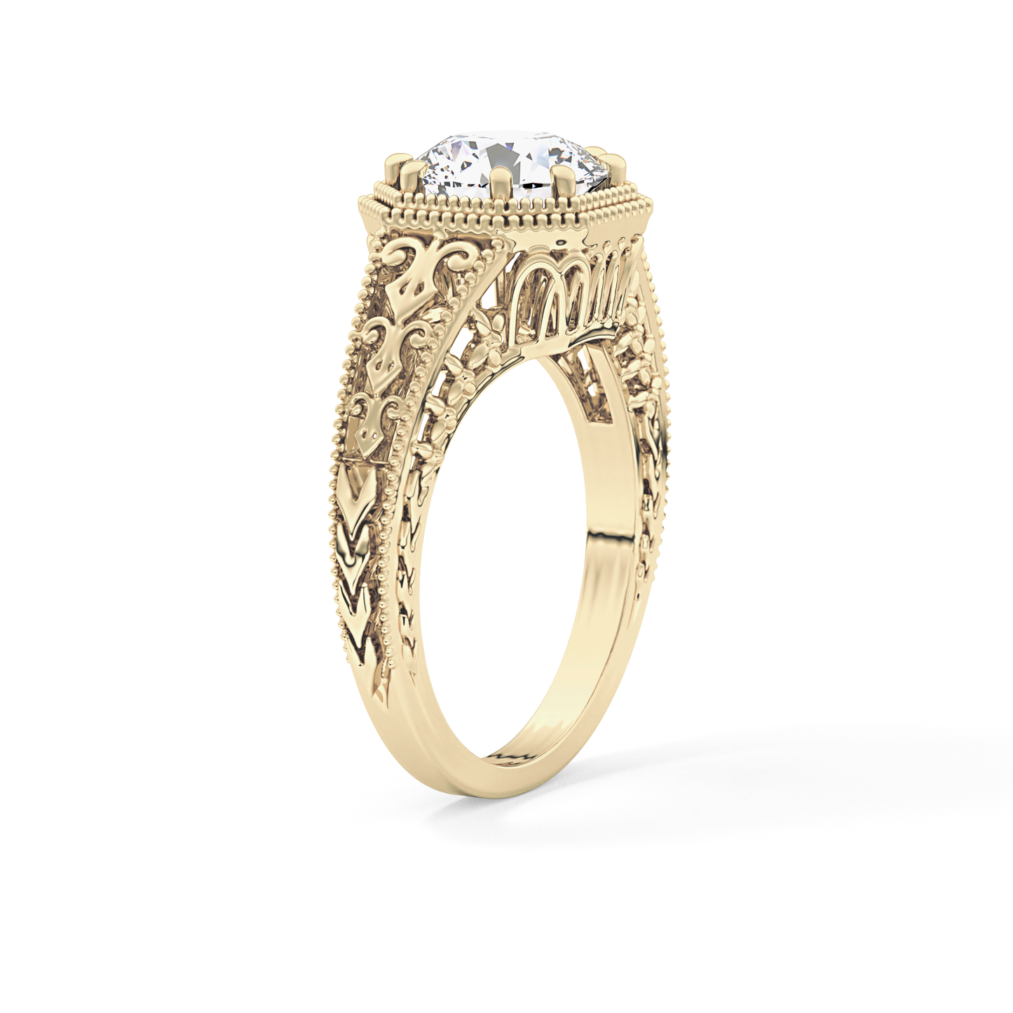 Princess Vintage Art Deco Lab Grown Diamond Engagement Ring