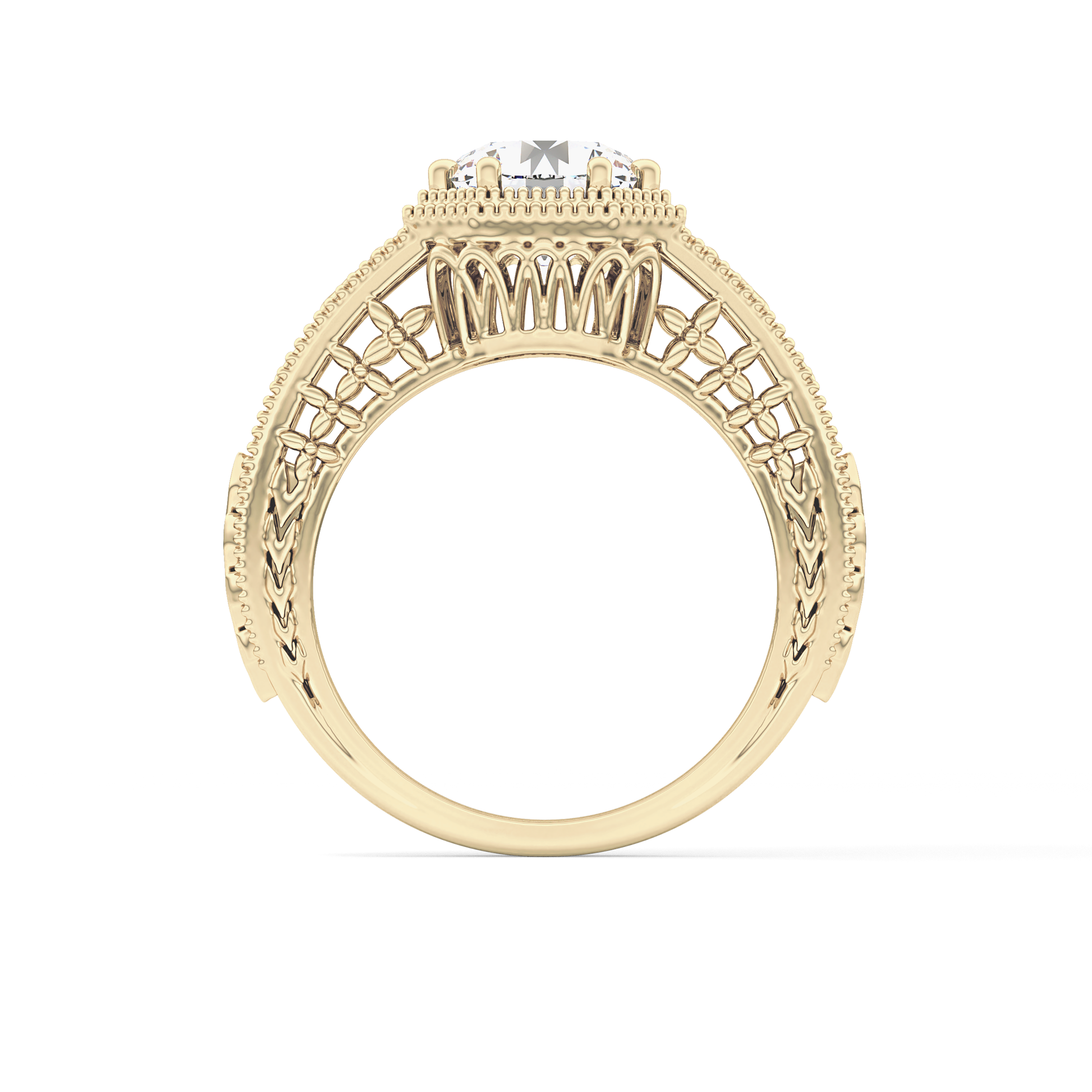 Princess Vintage Art Deco Lab Grown Diamond Engagement Ring