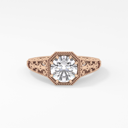 Princess Vintage Art Deco Lab Grown Diamond Engagement Ring