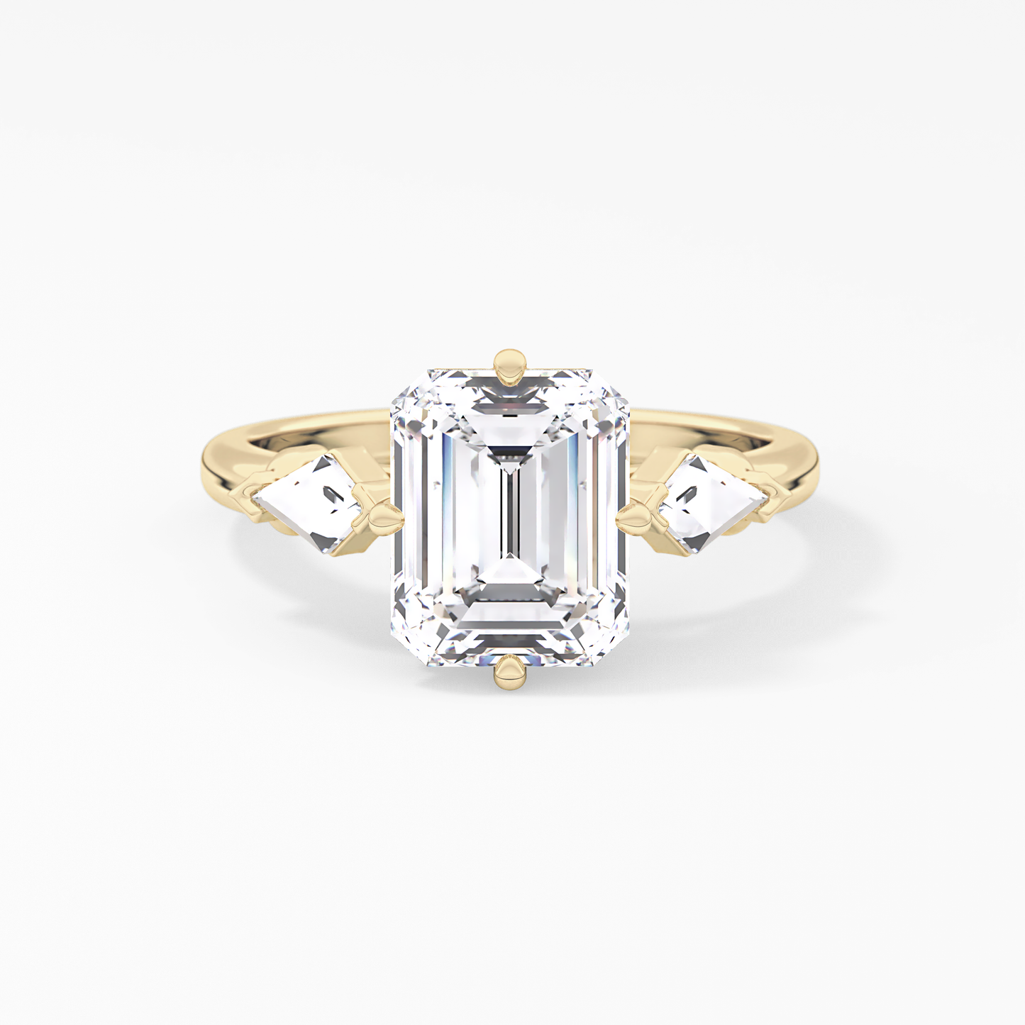 Emerald Solitaire Lab Grown Diamond Engagement Ring