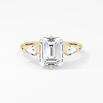 Emerald Solitaire Lab Grown Diamond Engagement Ring