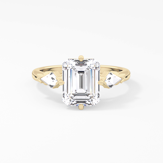 Emerald Solitaire Lab Grown Diamond Engagement Ring