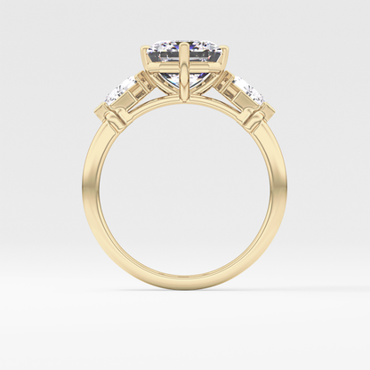 Emerald Solitaire Lab Grown Diamond Engagement Ring