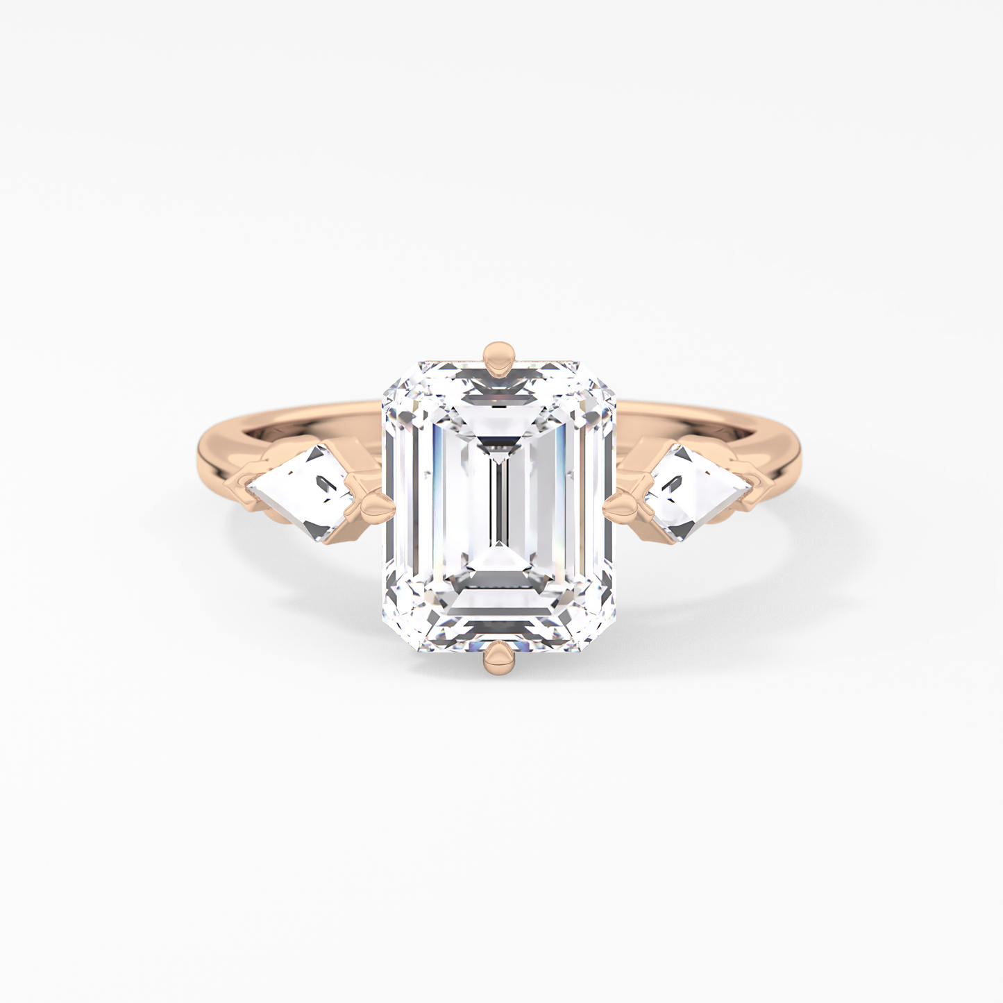 Emerald Solitaire Lab Grown Diamond Engagement Ring