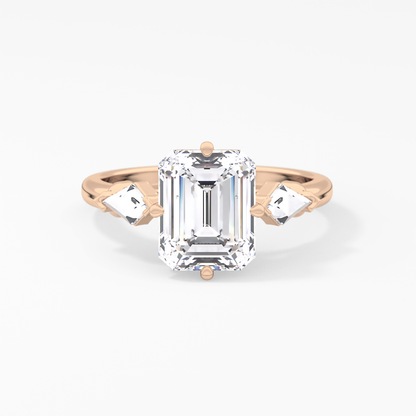 Emerald Solitaire Lab Grown Diamond Engagement Ring