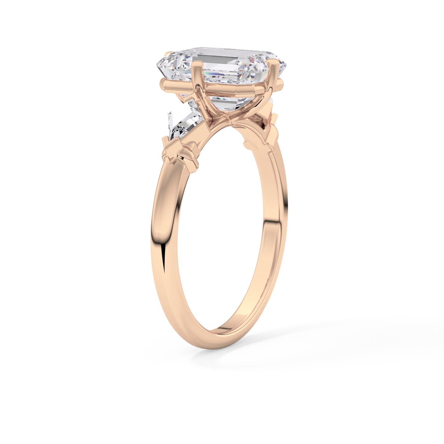 Emerald Solitaire Lab Grown Diamond Engagement Ring
