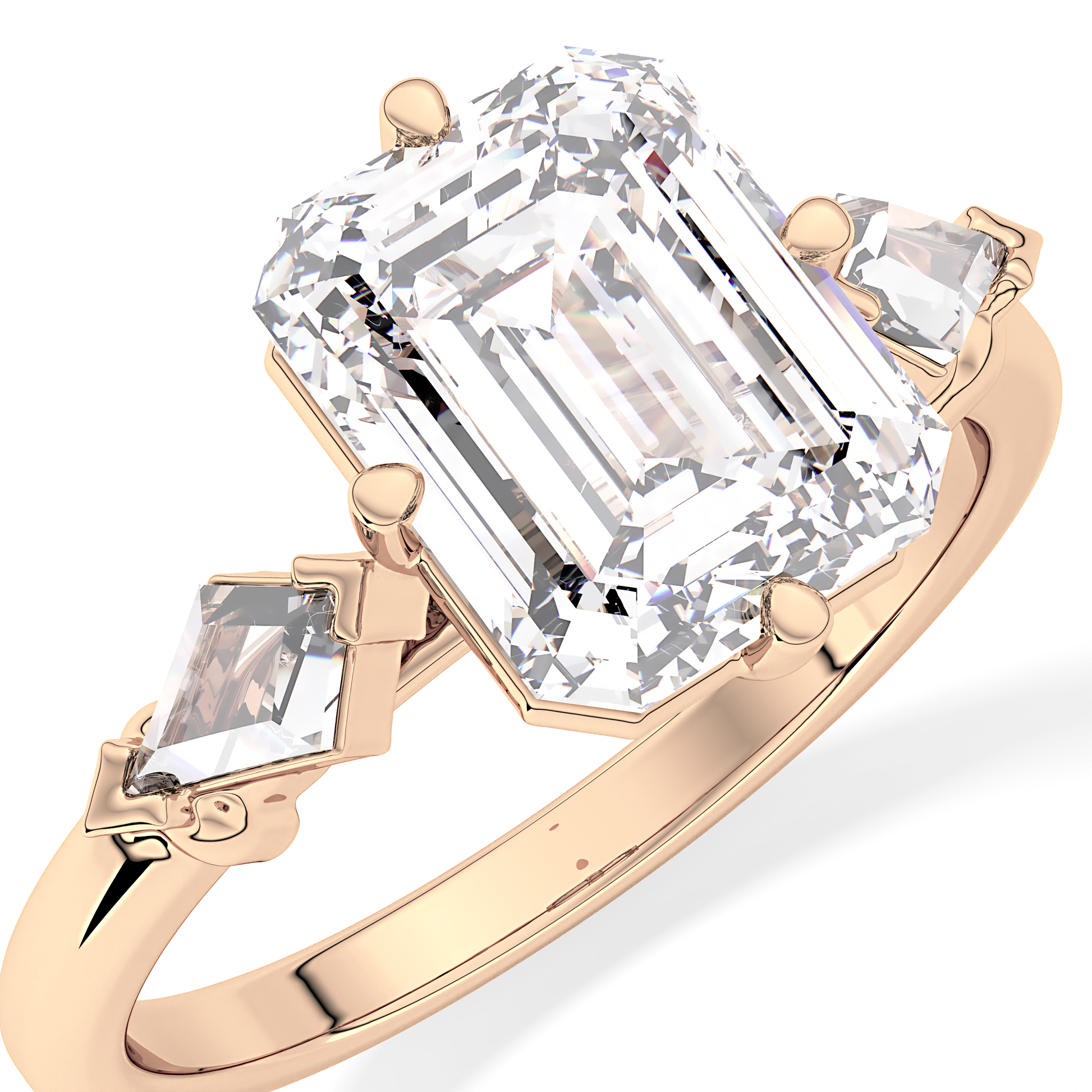 Emerald Solitaire Lab Grown Diamond Engagement Ring