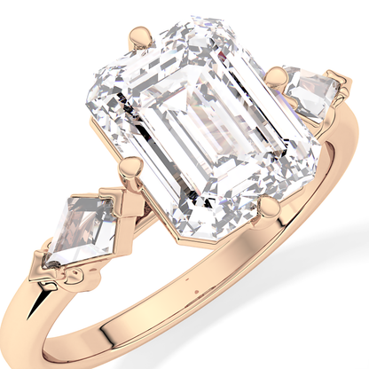 Emerald Solitaire Lab Grown Diamond Engagement Ring