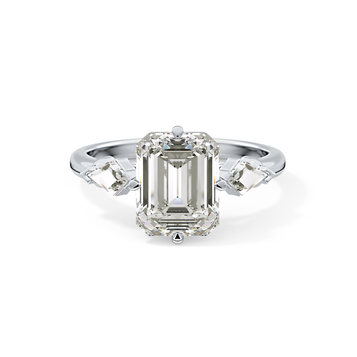 Emerald Solitaire Lab Grown Diamond Engagement Ring