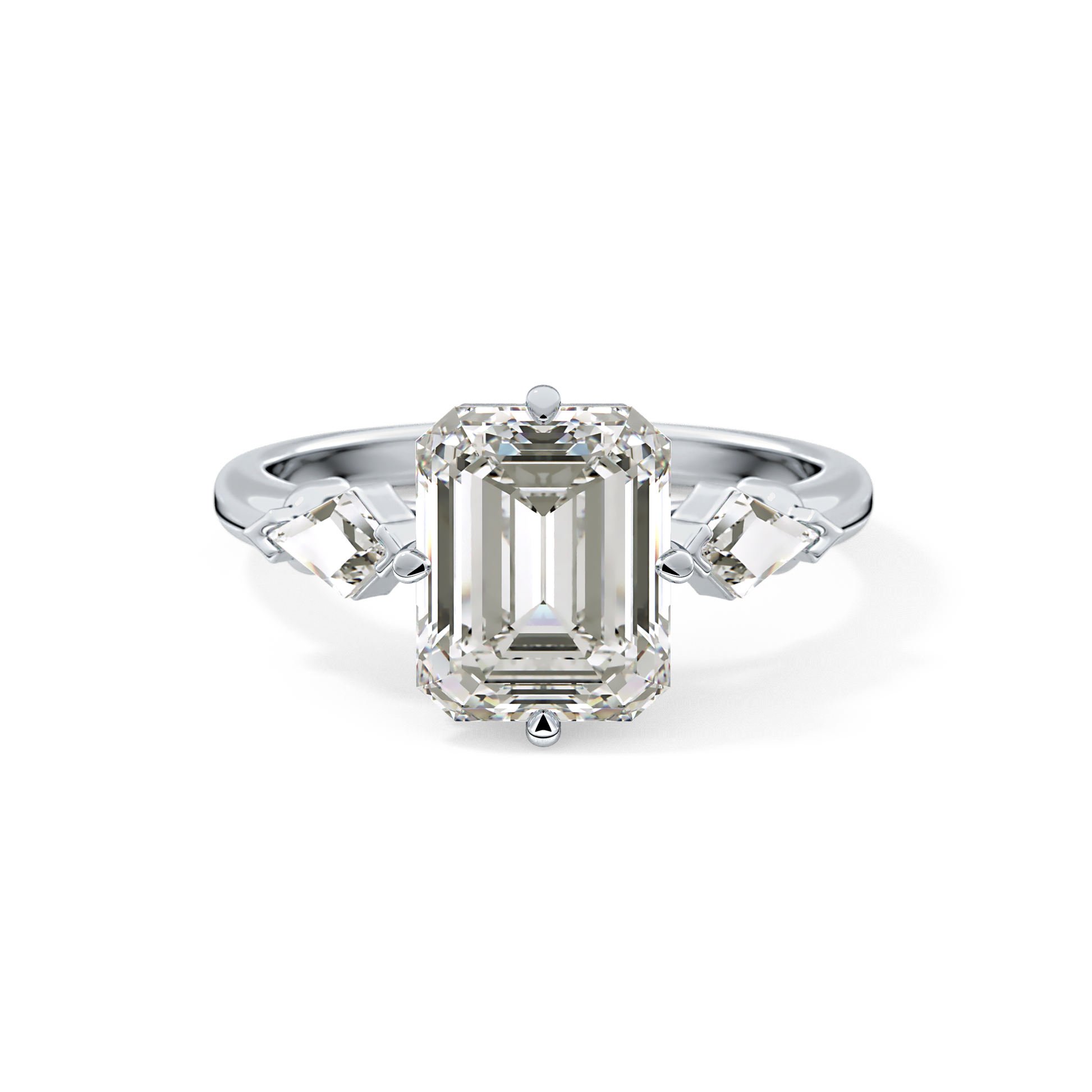 Emerald Solitaire Lab Grown Diamond Engagement Ring