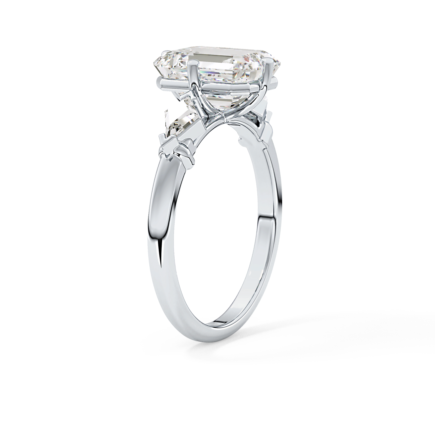 Emerald Solitaire Lab Grown Diamond Engagement Ring