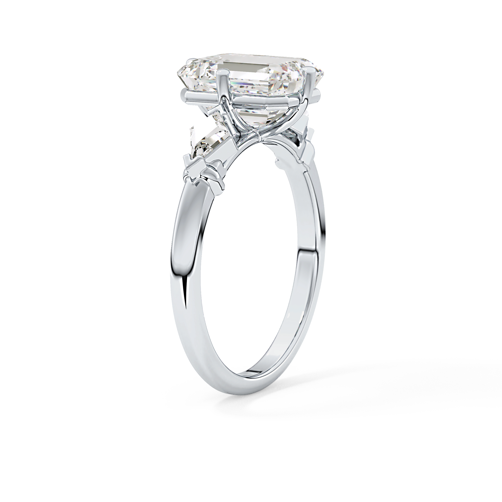 Emerald Solitaire Lab Grown Diamond Engagement Ring